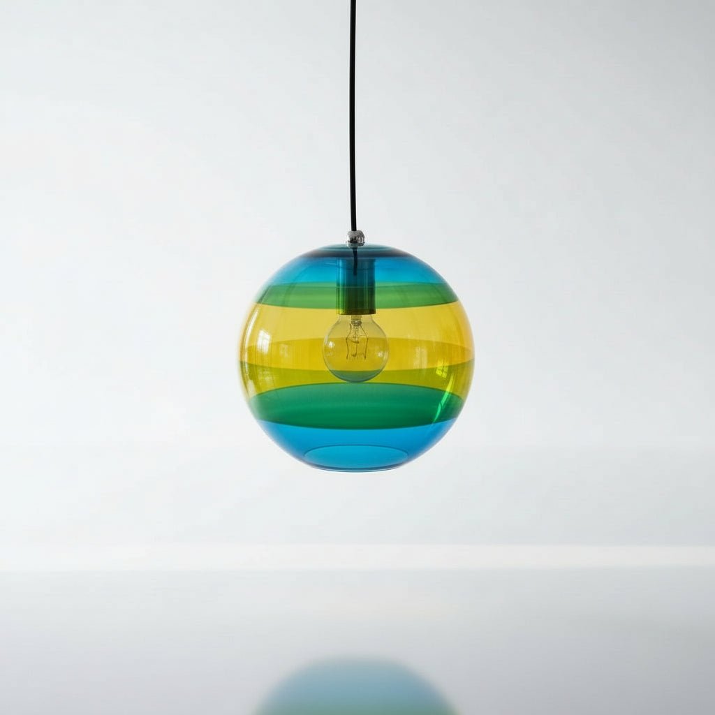 Artisanal Hand-Blown Multicolor Globe Pendant Light