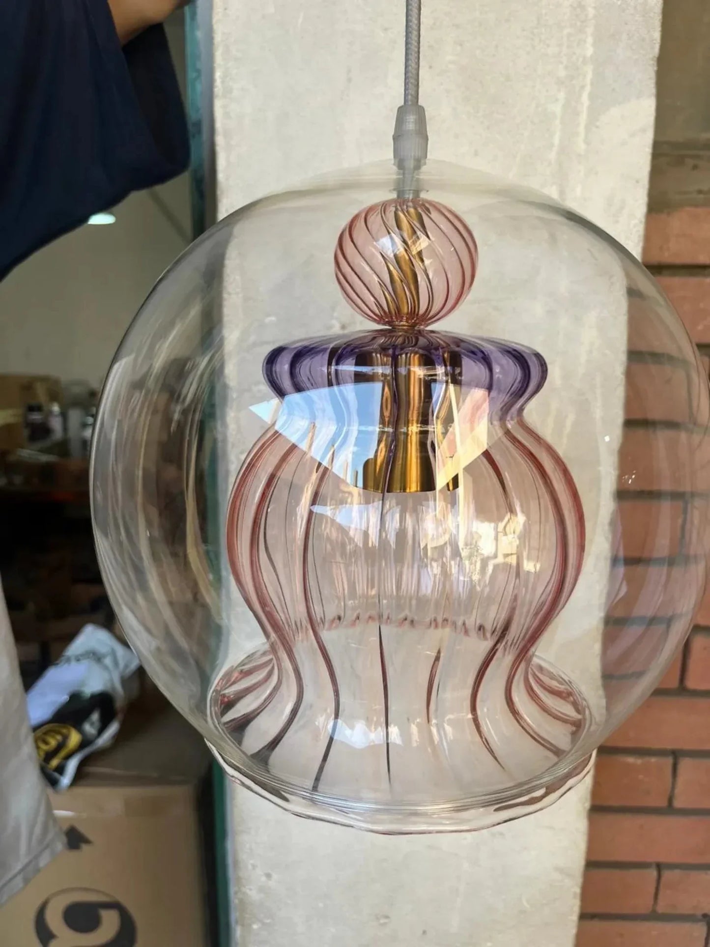 Aurora Glow pendant: Blown glass light pendant for home decor custom colours | Les Trois Pyramides