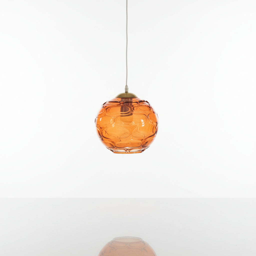Blown Glass Light fixture in vintage style with Gold copper top