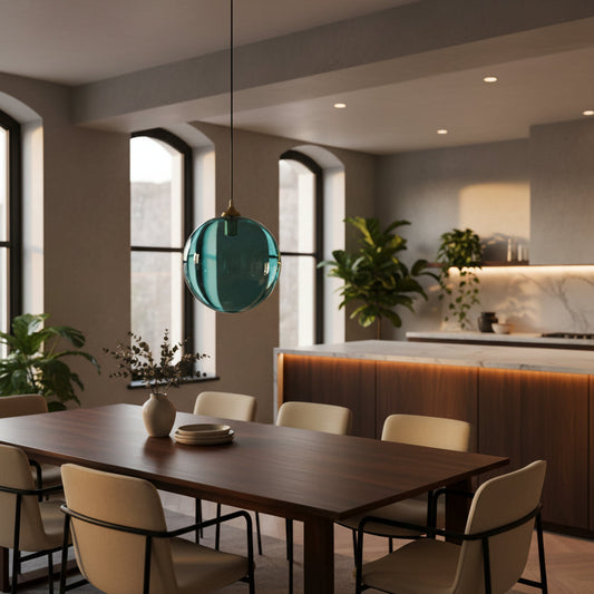 Blown Glass Light Pendant For Kitchen Decor - Les Trois Pyramides