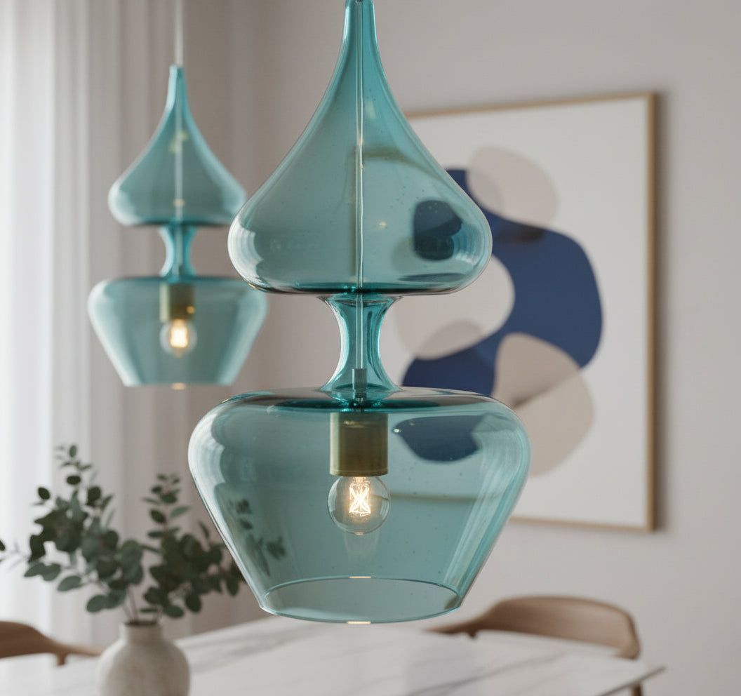 Blue Handmade Deco Light Fixture - Les Trois Pyramides