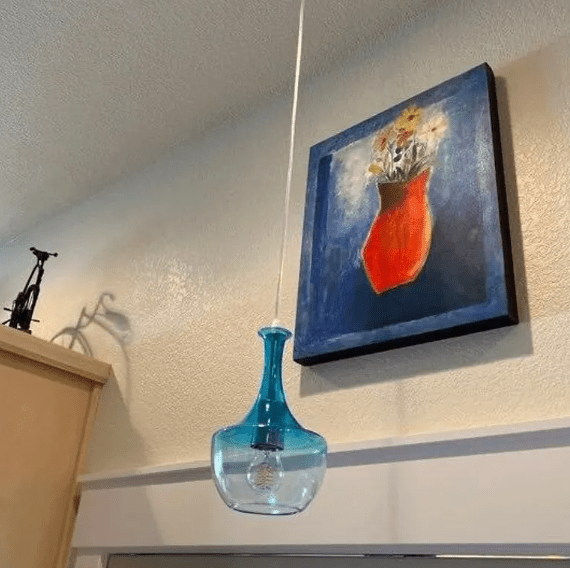 Orange Ombre Curved-Neck Glass Pendant Light