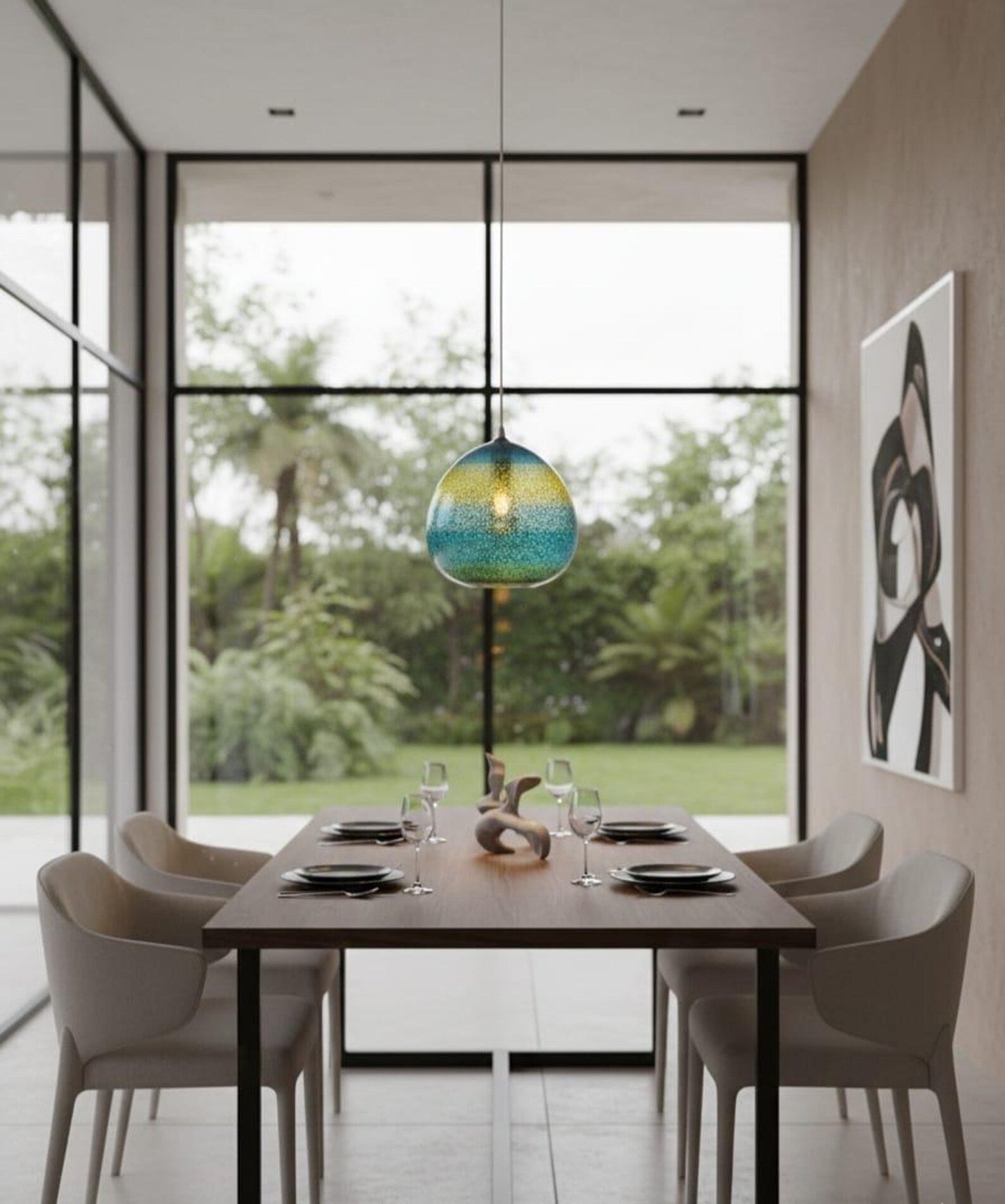Frosted Glass Pendant Lights Modern Fall Decor for dining table- Les Trois Pyramides