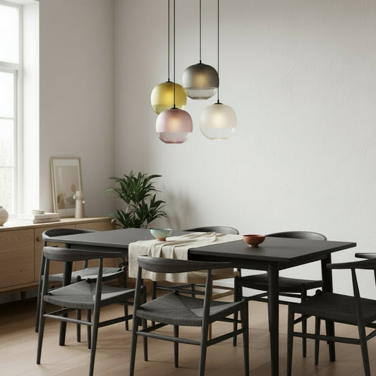 Frosted Glass Set of Four Pendant Lights Modern Decor - Les Trois Pyramide