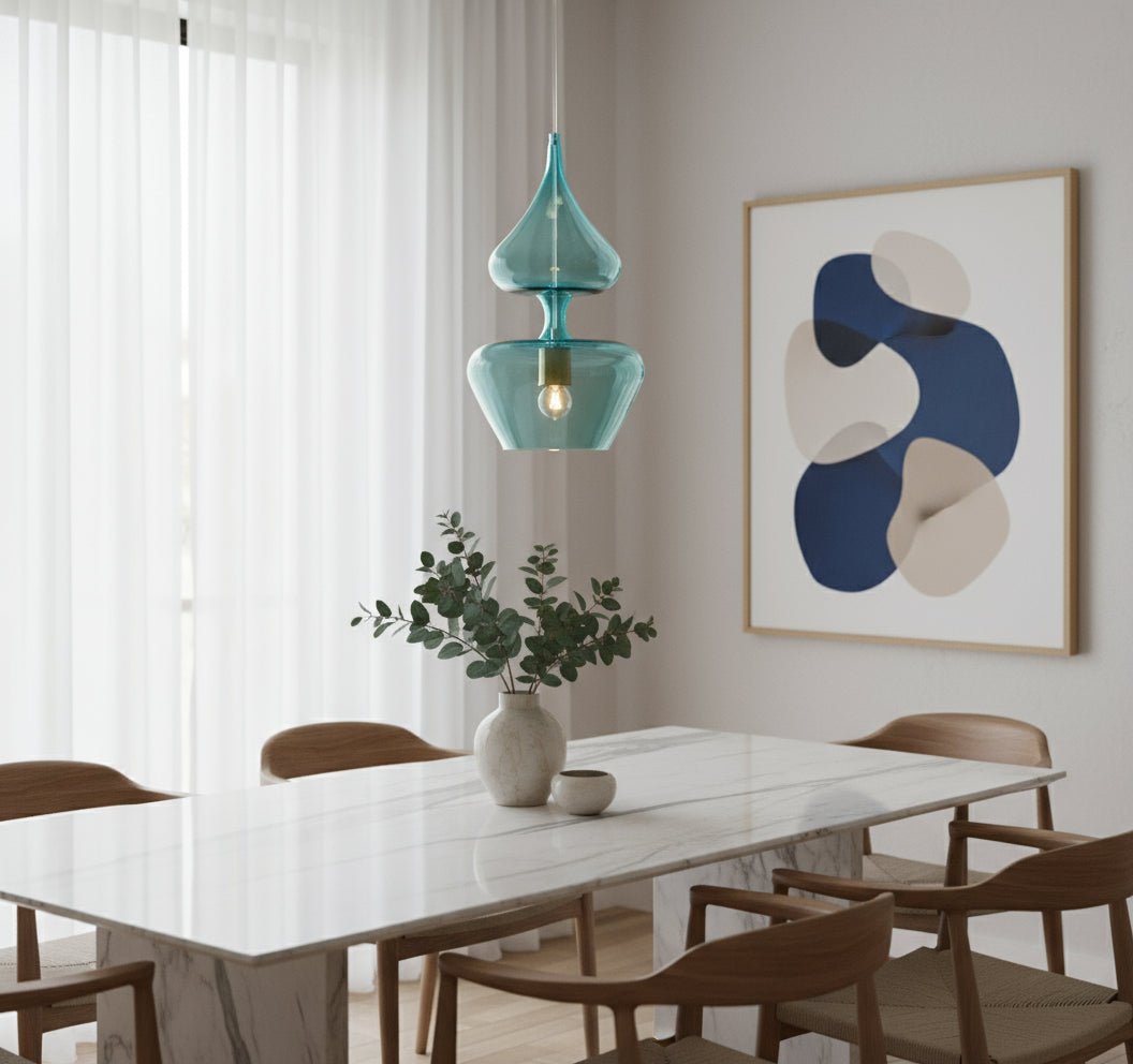 Blue Handmade Deco Light Fixture - Les Trois Pyramides