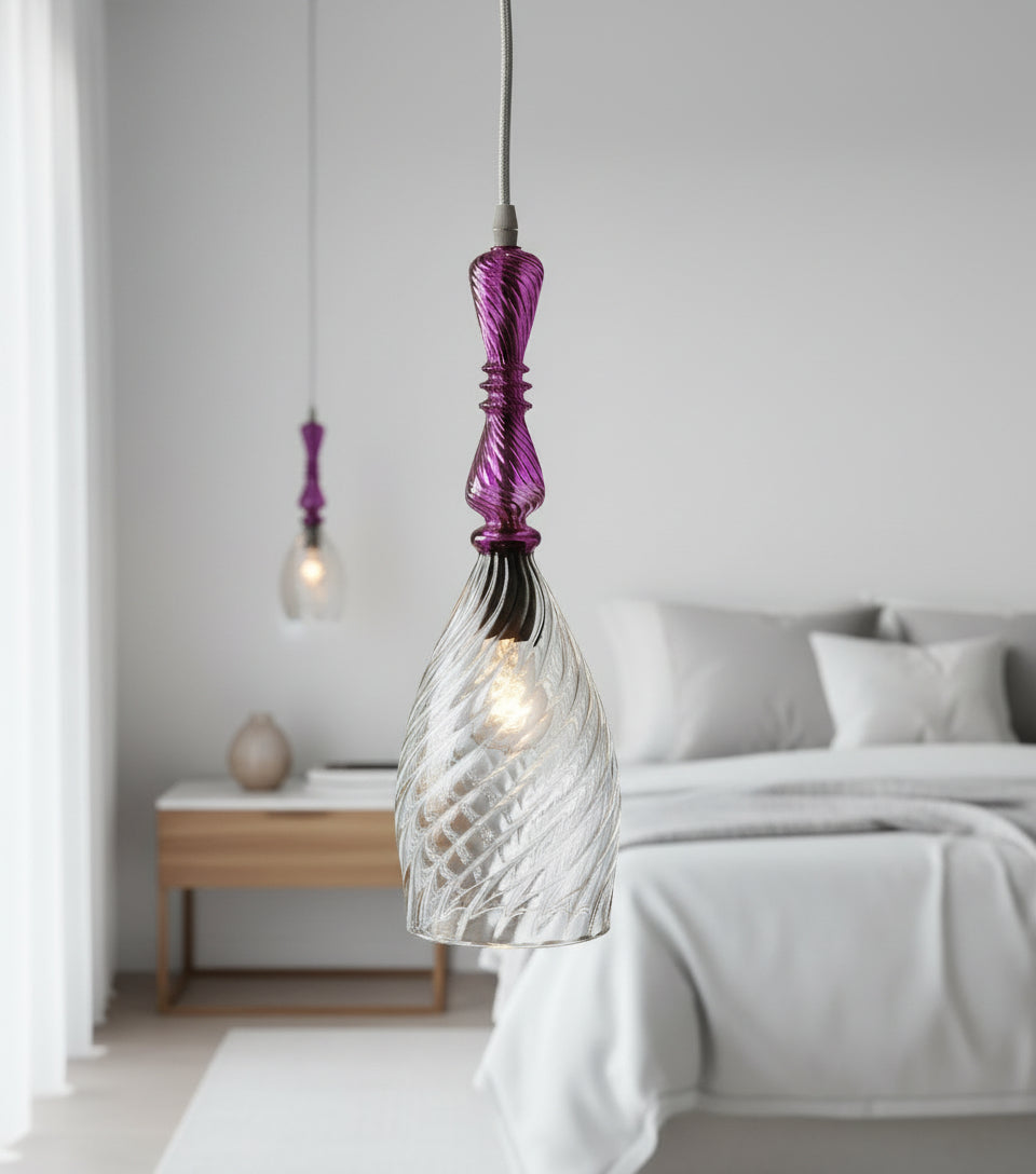 Hand Blown Glass Pendant - Les Trois Pyramides
