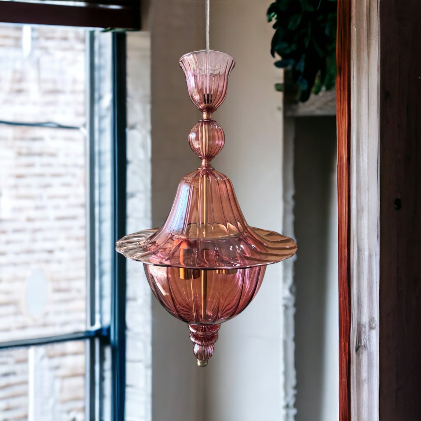 Hand-Blown Red Wine Glass Pendant Light – Unique Artistic Lighting for Modern Spaces | Les Trois Pyramides