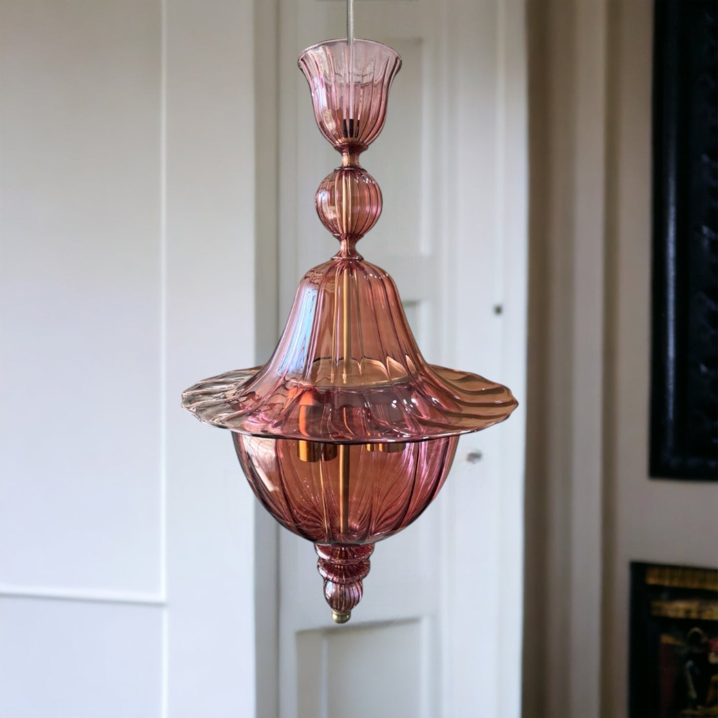 Hand-Blown Red Wine Glass Pendant Light – Unique Artistic Lighting for Modern Spaces | Les Trois Pyramides