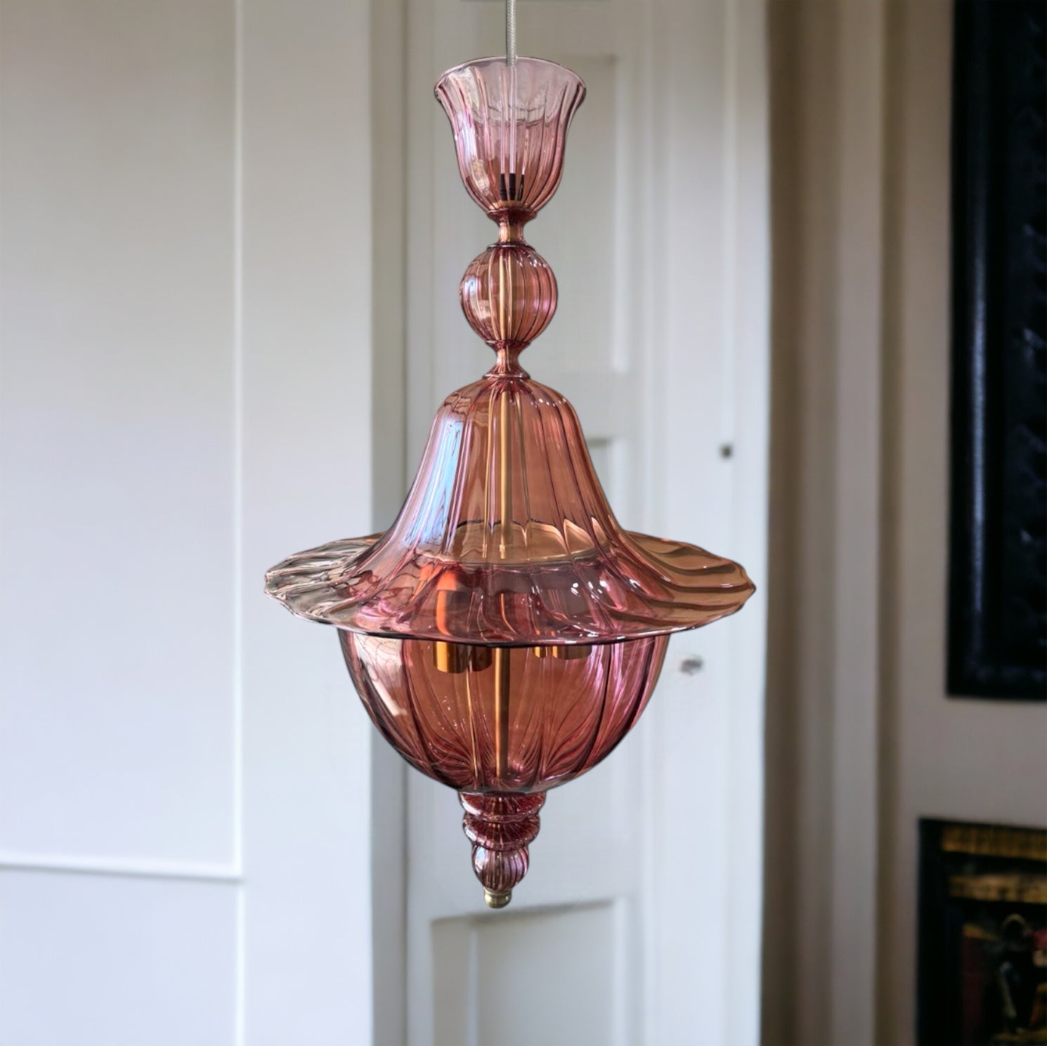 Hand-Blown Red Wine Glass Pendant Light – Unique Artistic Lighting for Modern Spaces | Les Trois Pyramides