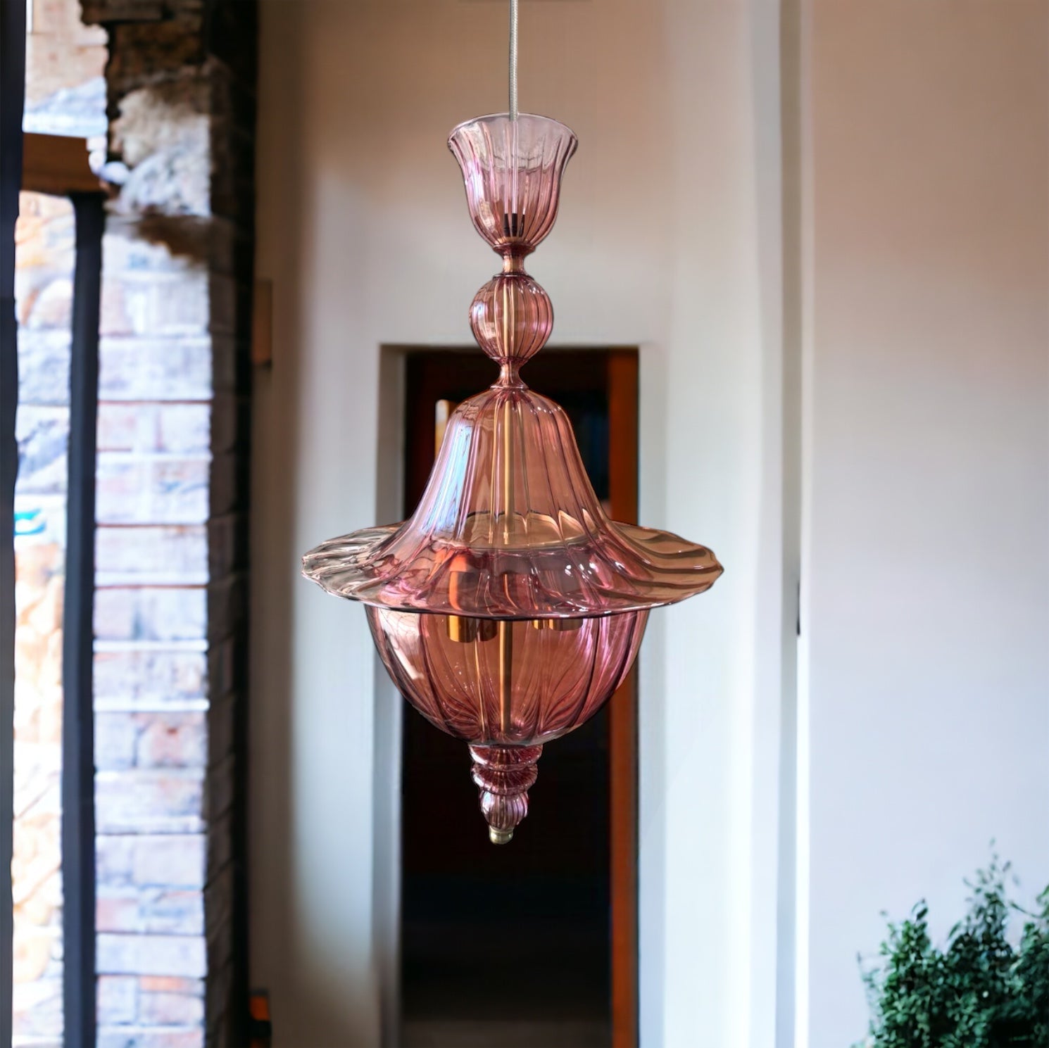 Hand-Blown Red Wine Glass Pendant Light – Unique Artistic Lighting for Modern Spaces | Les Trois Pyramides