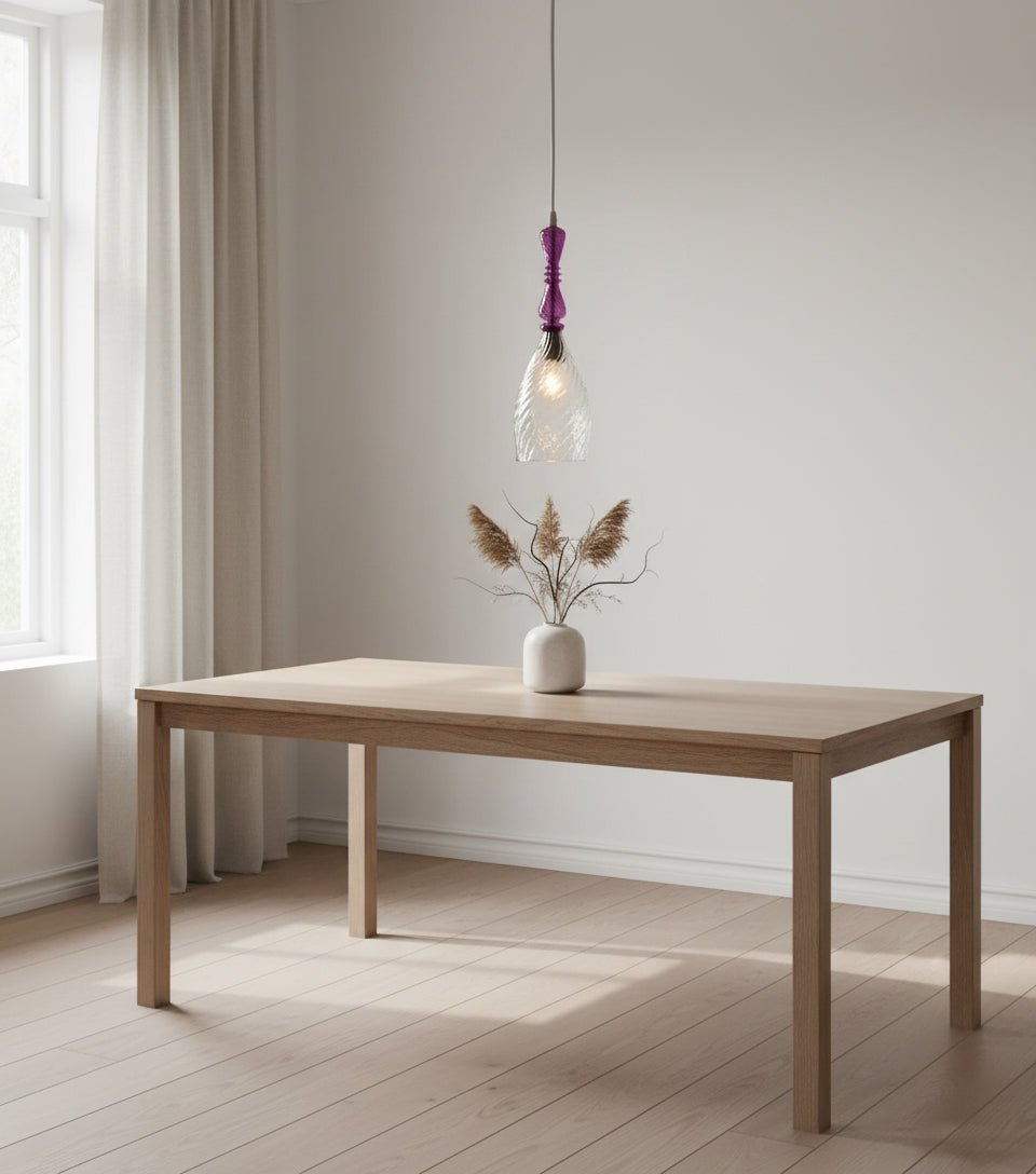 Hand-Blown Swirl Glass Pendant Light with Pink Accent
