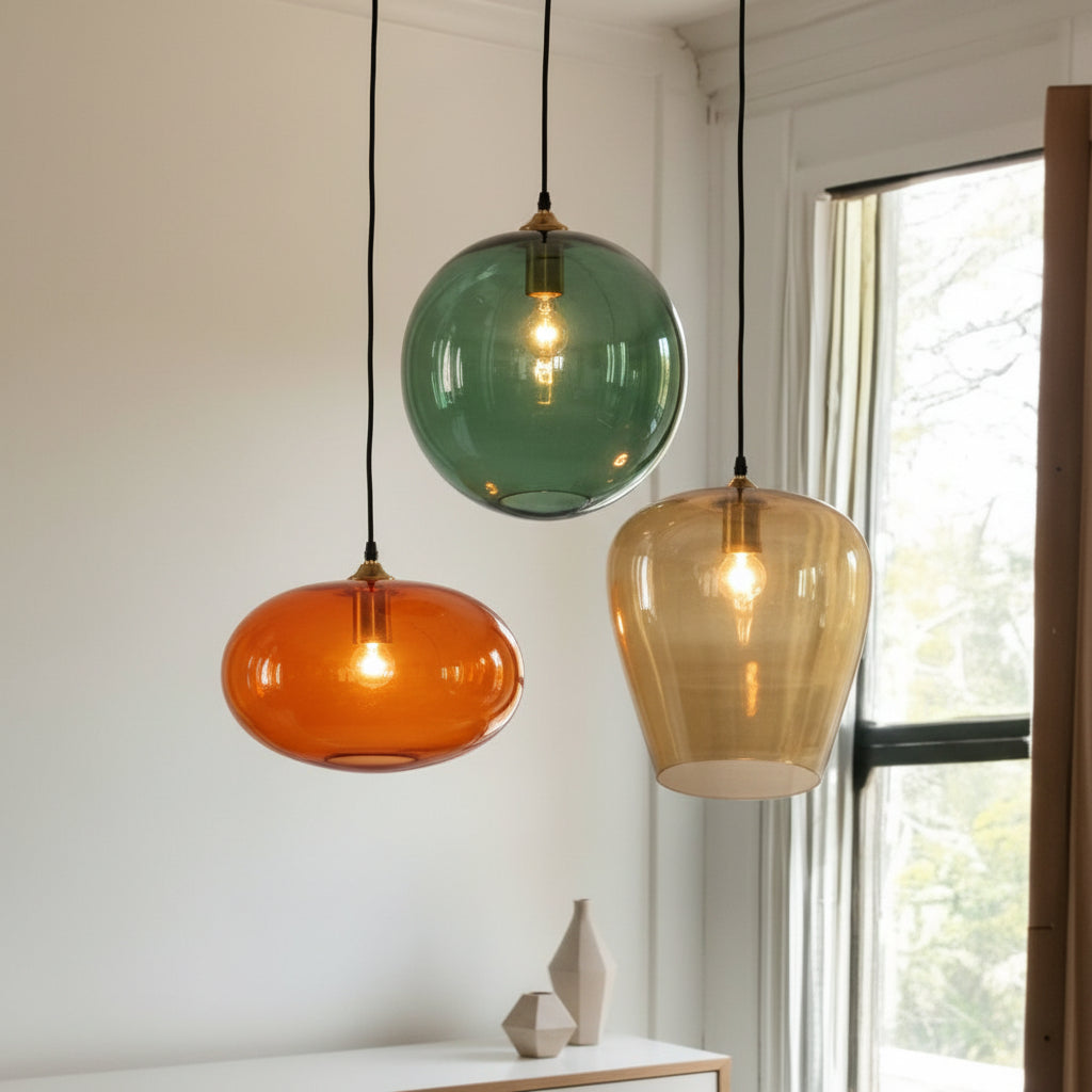 Blown Glass Pendant For Kitchen Island - Les Trois Pyramides