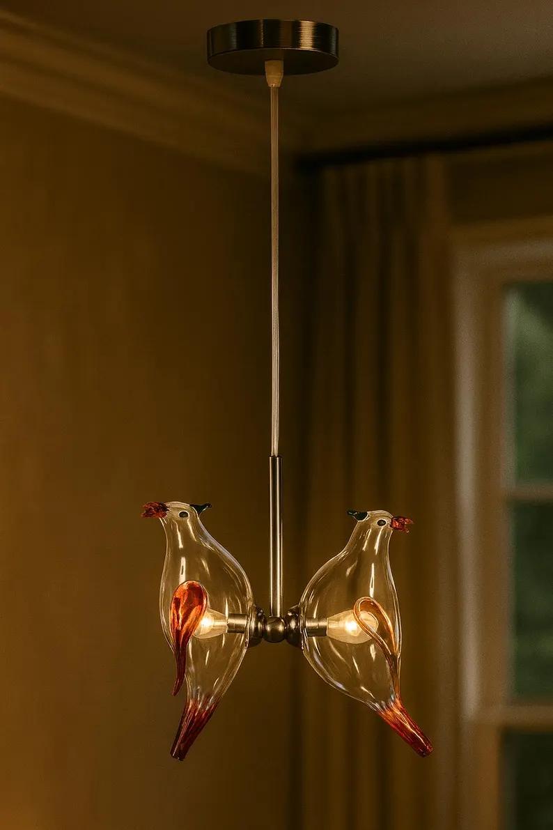 Handmade Birds Twin Hanging lamp | Les Trois Pyramides.