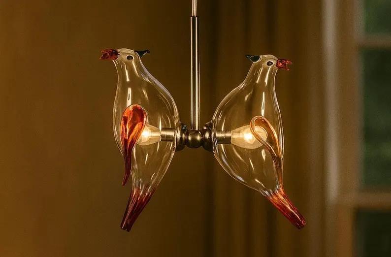 Handmade Birds Twin Hanging lamp | Les Trois Pyramides.
