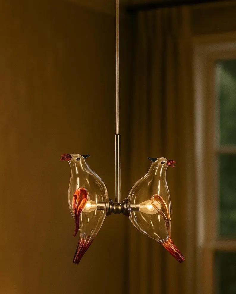 Handmade Birds Twin Hanging lamp | Les Trois Pyramides.