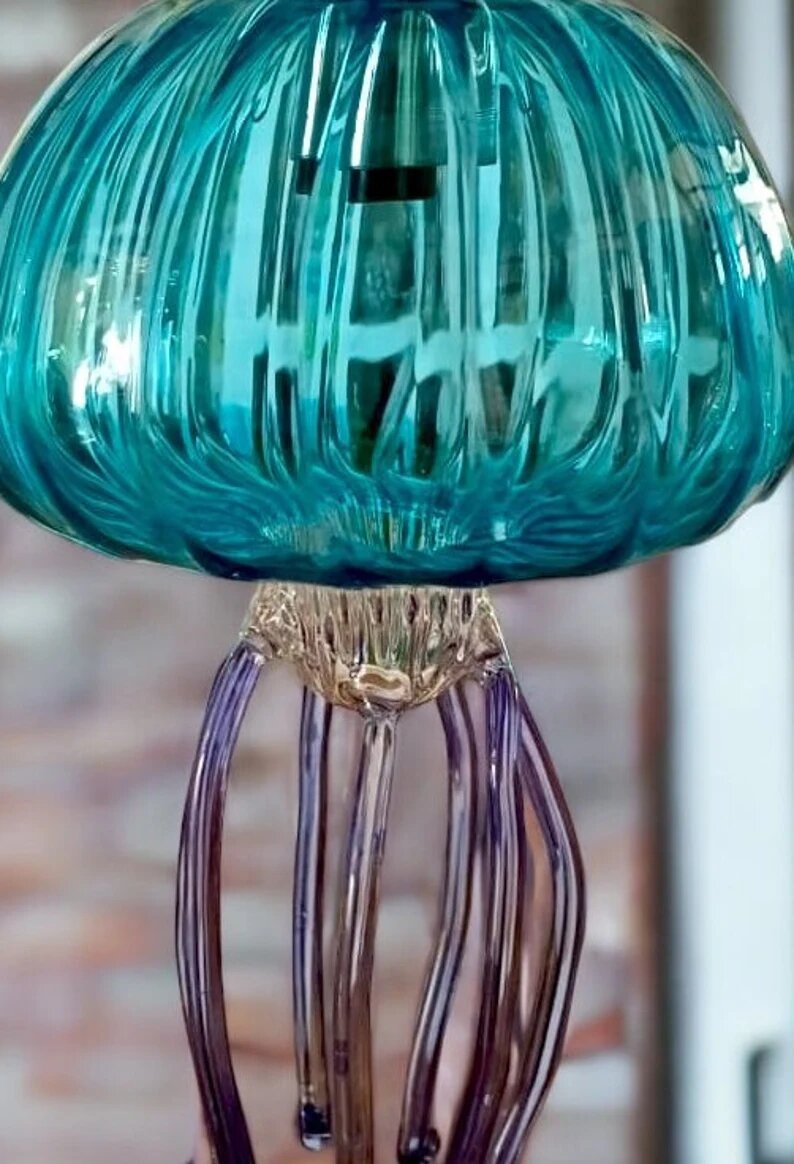 Jellyfish Blown Glass Pendant Light close up