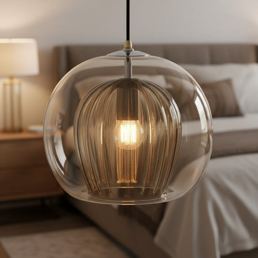Blown Glass Light Pendant For Kitchen Decor - Les Trois Pyramides