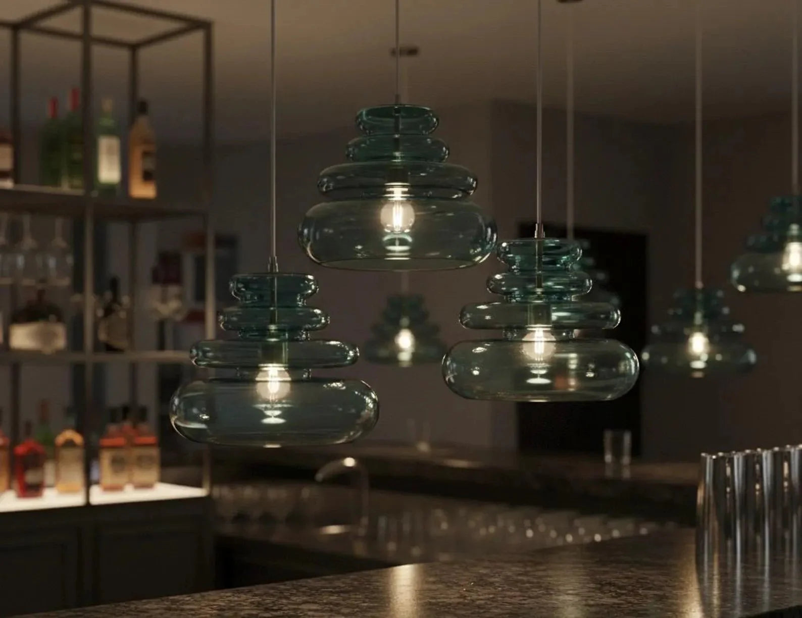 Modern Handmade Hanging Lamp - Les Trois Pyramides 