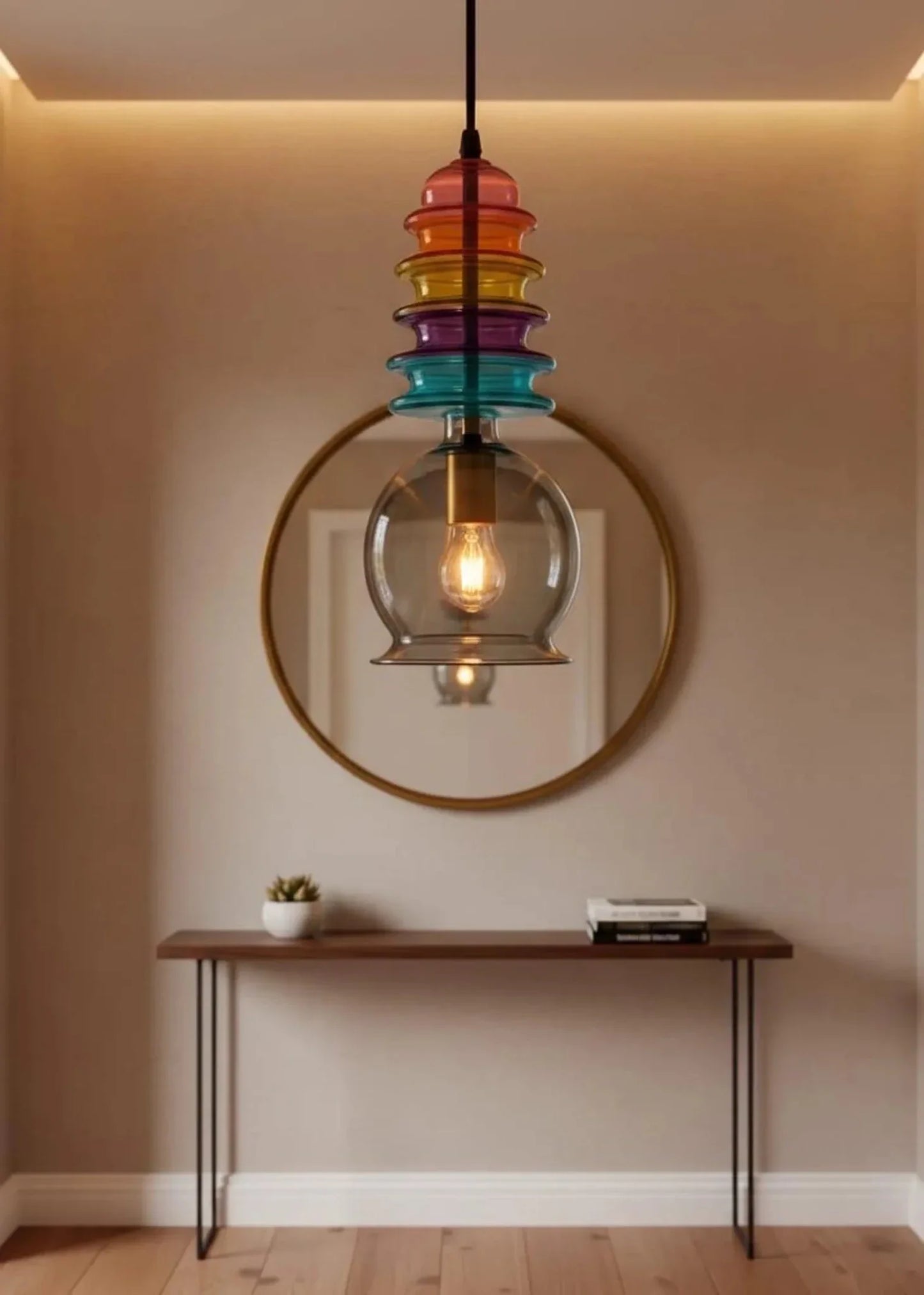 modern-rainbow-blown-glass-light-pendant | Les Trois Pyramides