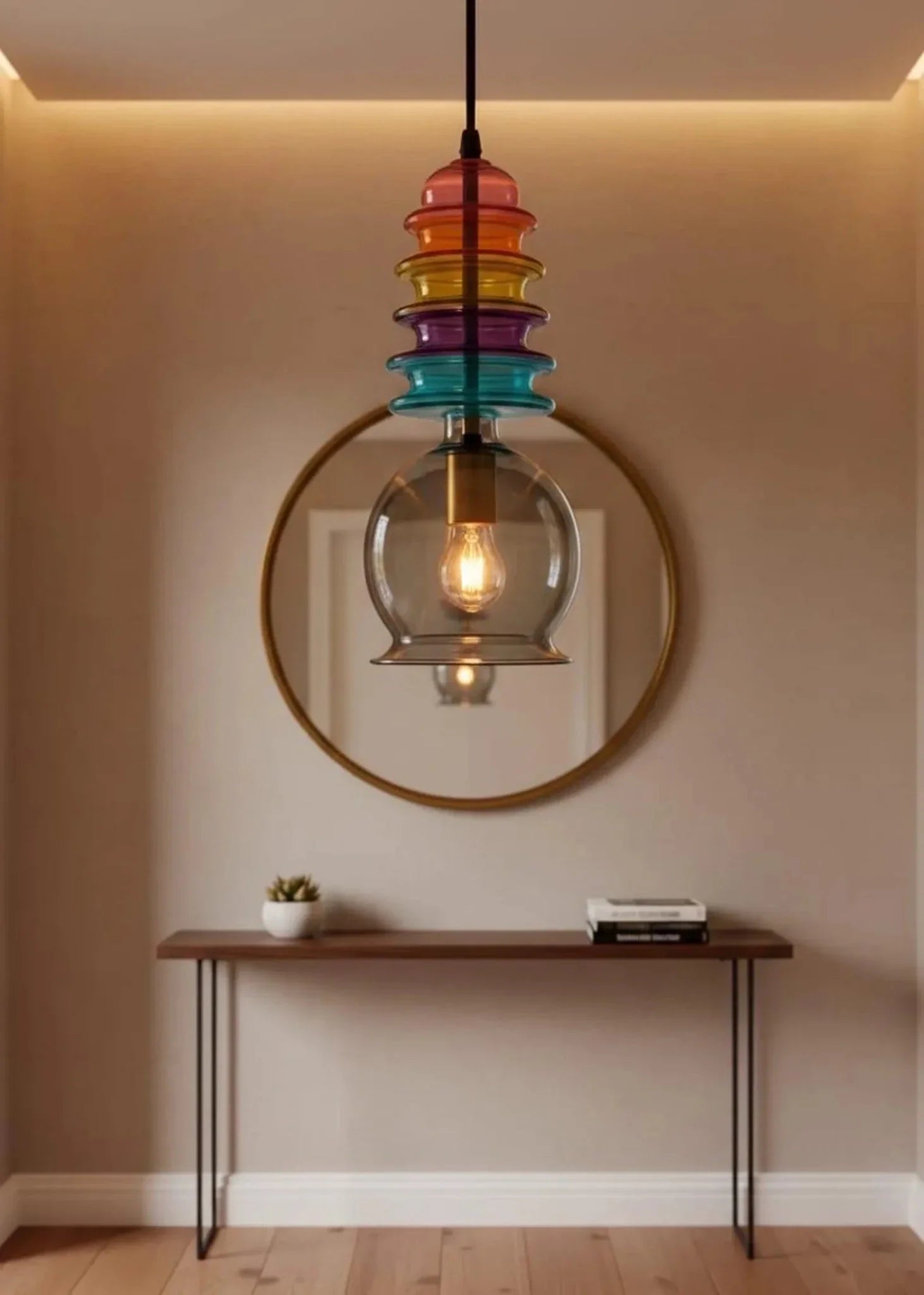modern-rainbow-blown-glass-light-pendant | Les Trois Pyramides