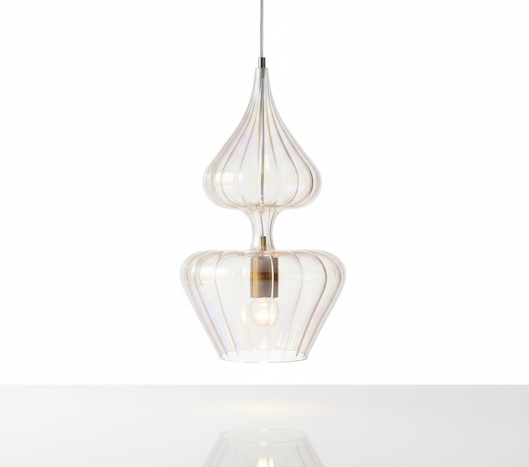Modern Style Hand Blown Glass Pendant - Les Trois Pyramides 