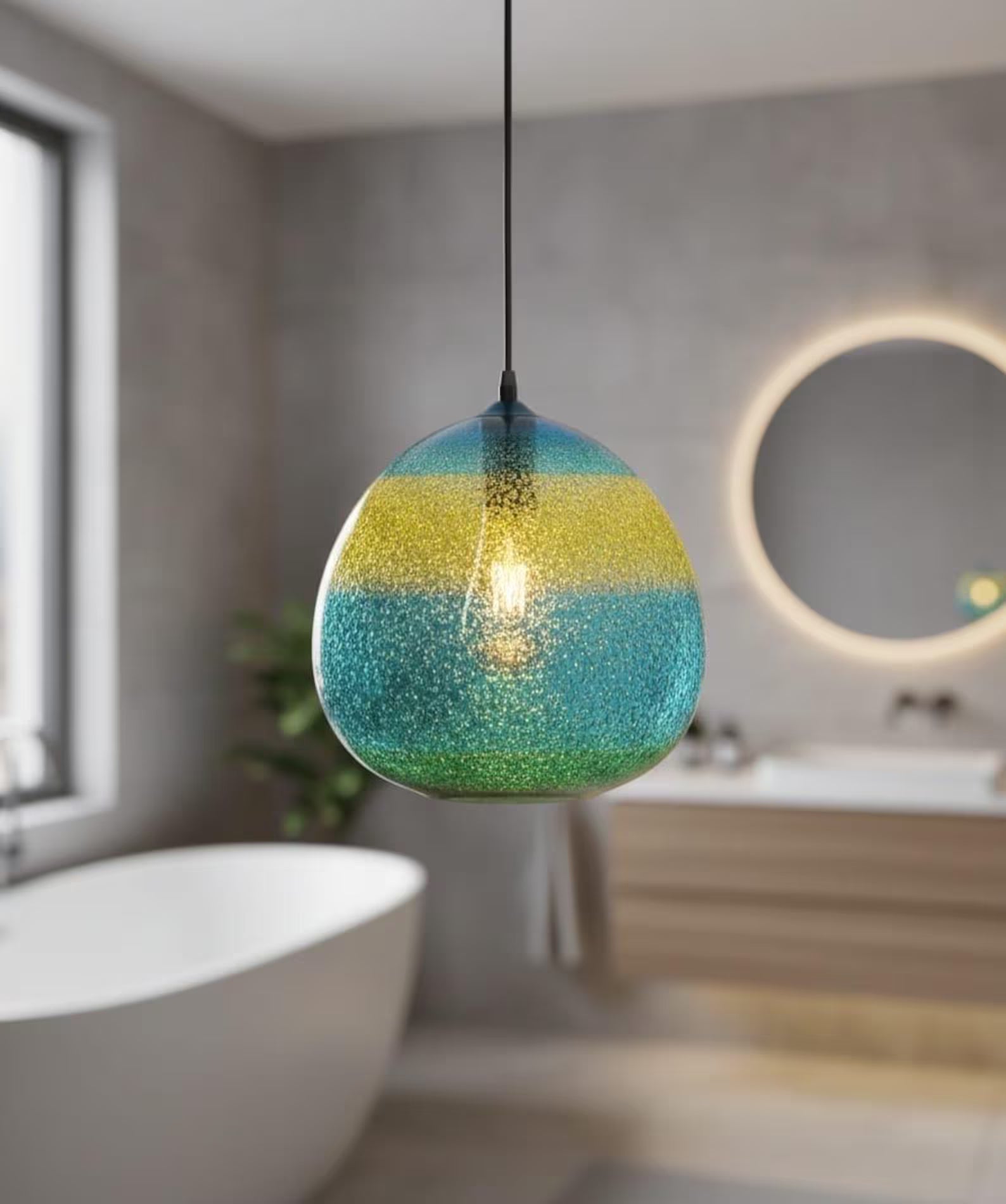 Frosted Glass Pendant Lights Modern Fall Decor for bathroom - Les Trois Pyramides