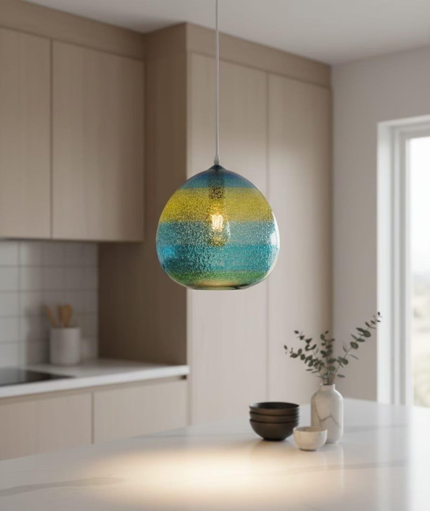 Frosted Glass Pendant Lights Modern Fall Decor  for kitchen- Les Trois Pyramides