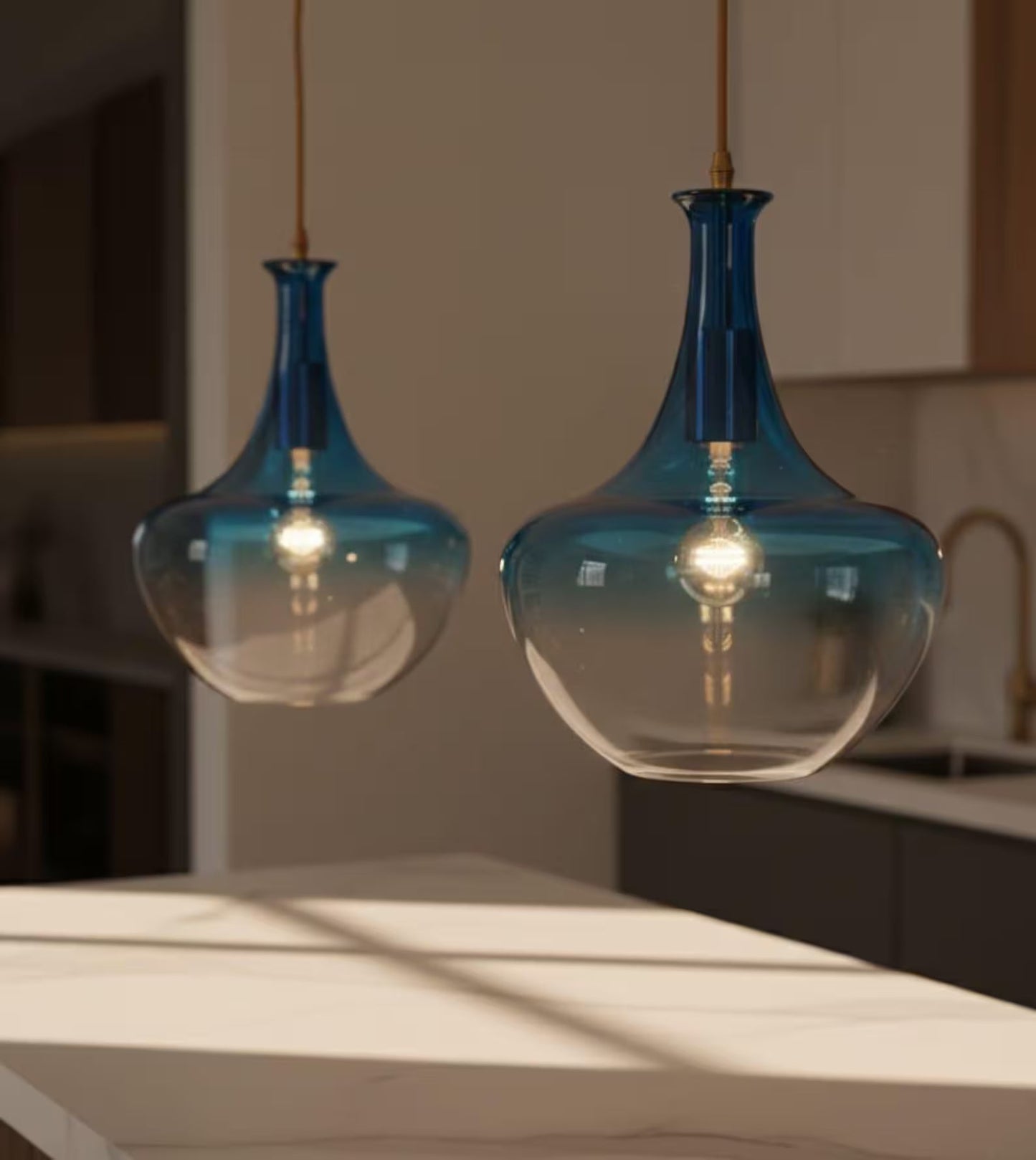 Set of 3 Multicolored Hand blown glass pendant | Les Trois Pyramides.