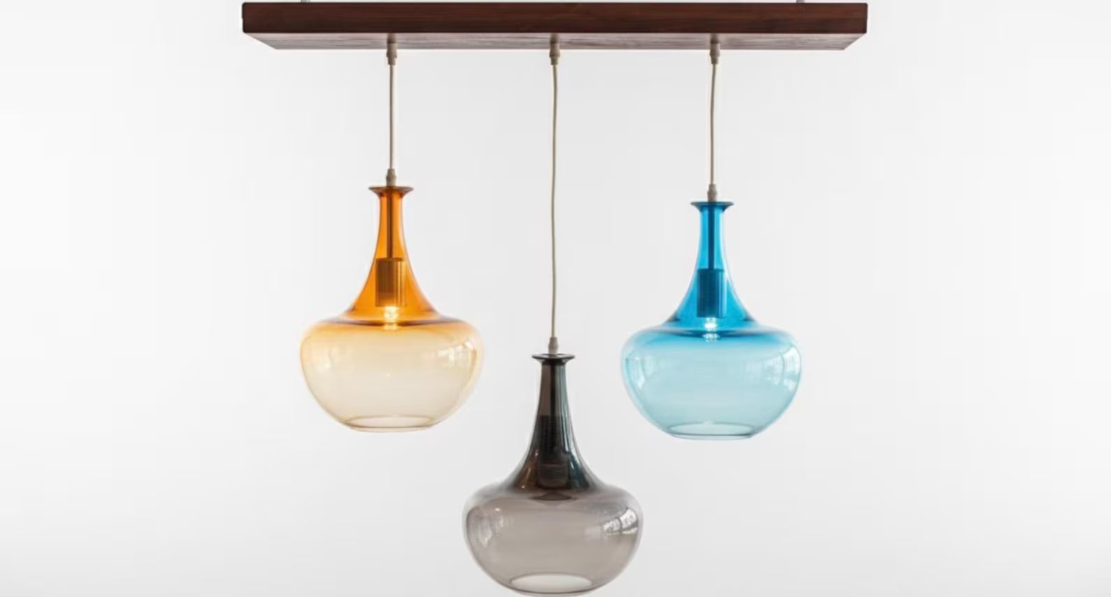 Set of 3 Multicolored Hand blown glass pendant | Les Trois Pyramides.