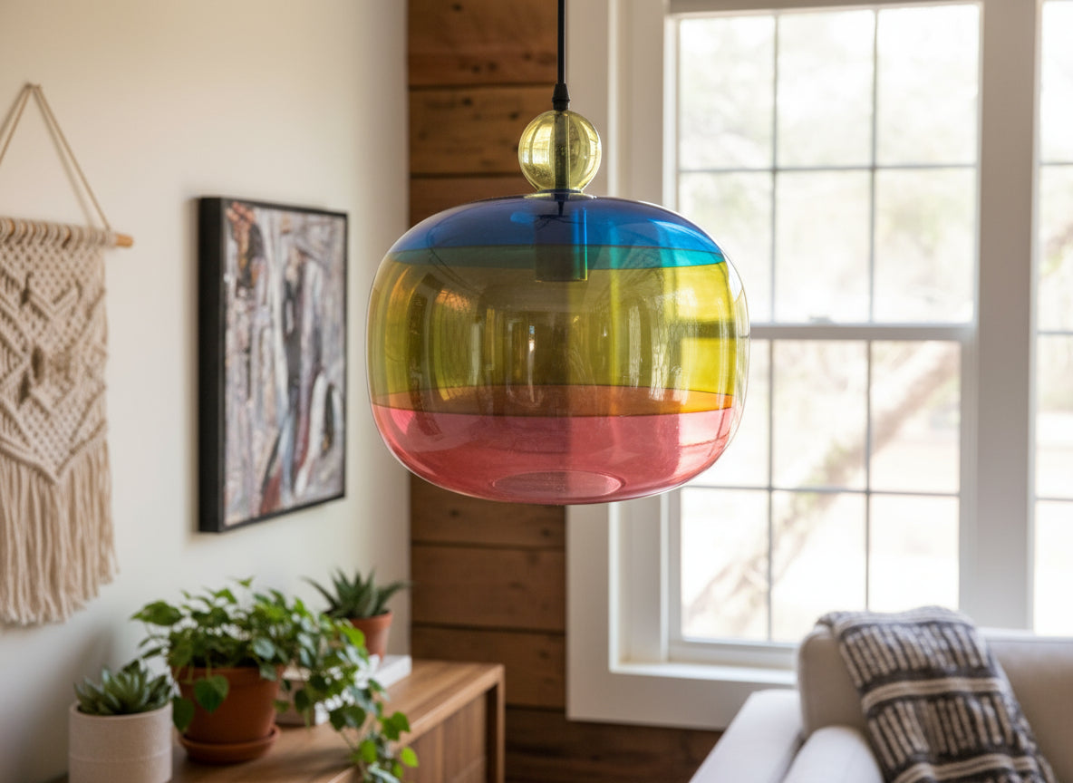 Blown Glass Multicolored Light pendant | Les Trois Pyramides