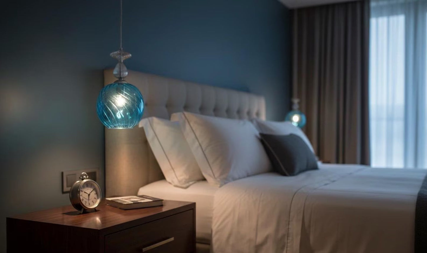 Swirl Ribbed Glass Light Fixture for Room Decor - Les Trois Pyramides