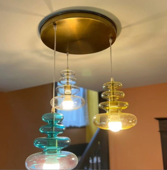 Custom Blown Glass Pendant- Les Trois Pyramides