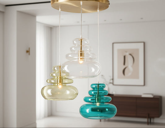 Custom Blown Glass Pendant- Les Trois Pyramides