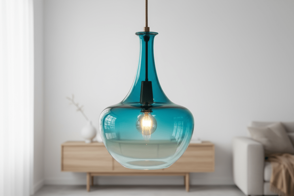 Set of 3 Multicolored Hand blown glass pendant | Les Trois Pyramides.