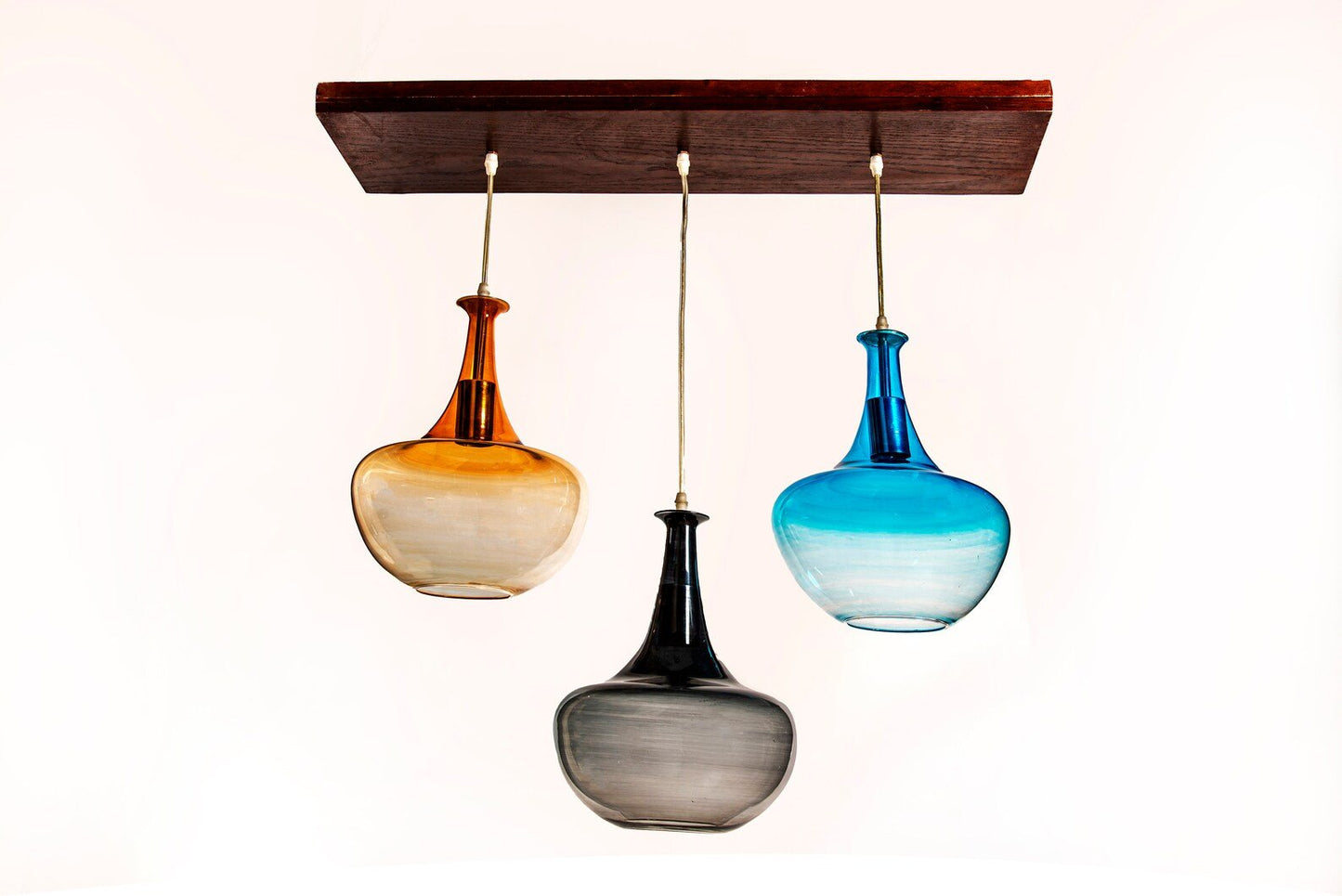Set of 3 Multicolored Hand blown glass pendant | Les Trois Pyramides.