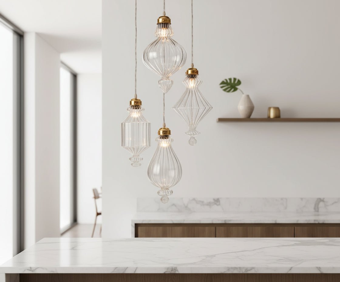 Set of 4 Modern Chandelier Light for kitchen - Les Trois Pyramides 