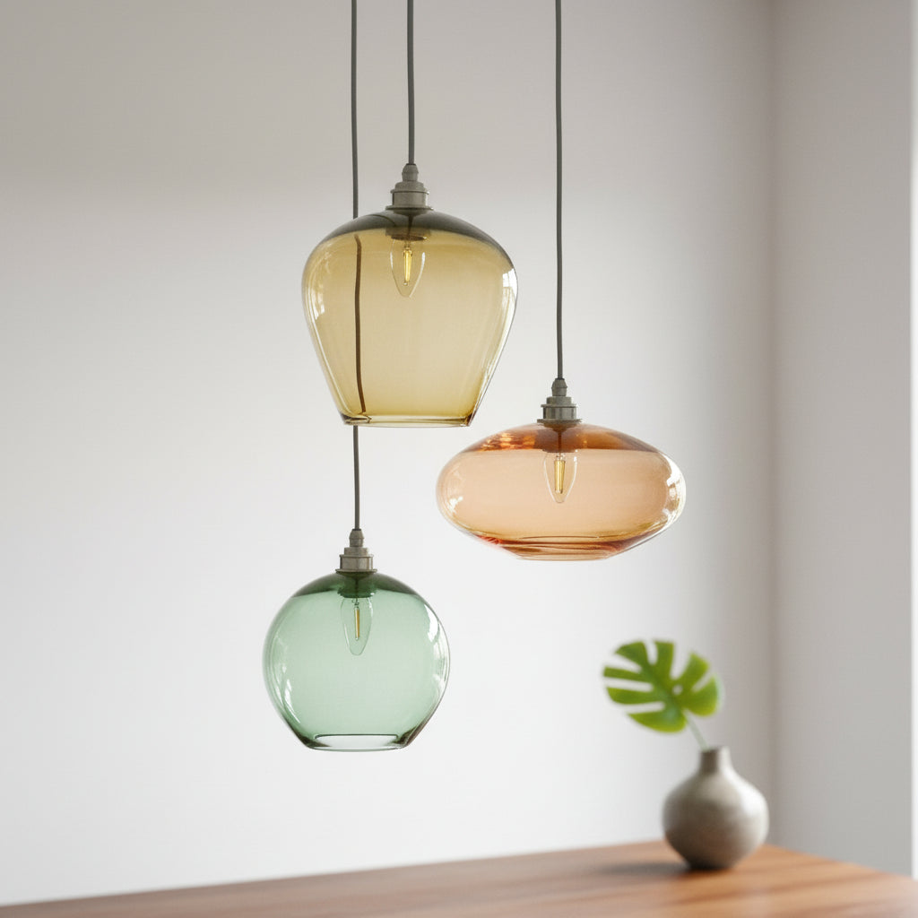 Set of Three Elegant Light Pendants for Home - Les Trois Pyramides
