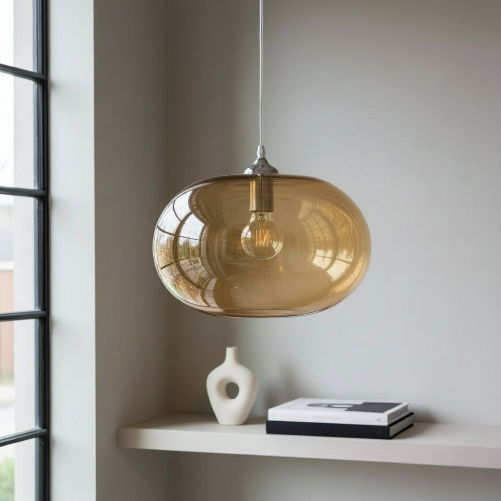 Soft Amber Glass Pendant Light – Handmade Lighting | Les Trois Pyramides.