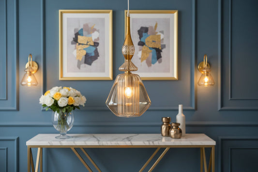 Blown Glass Pendant Light for hallway - Les Trois Pyramides
