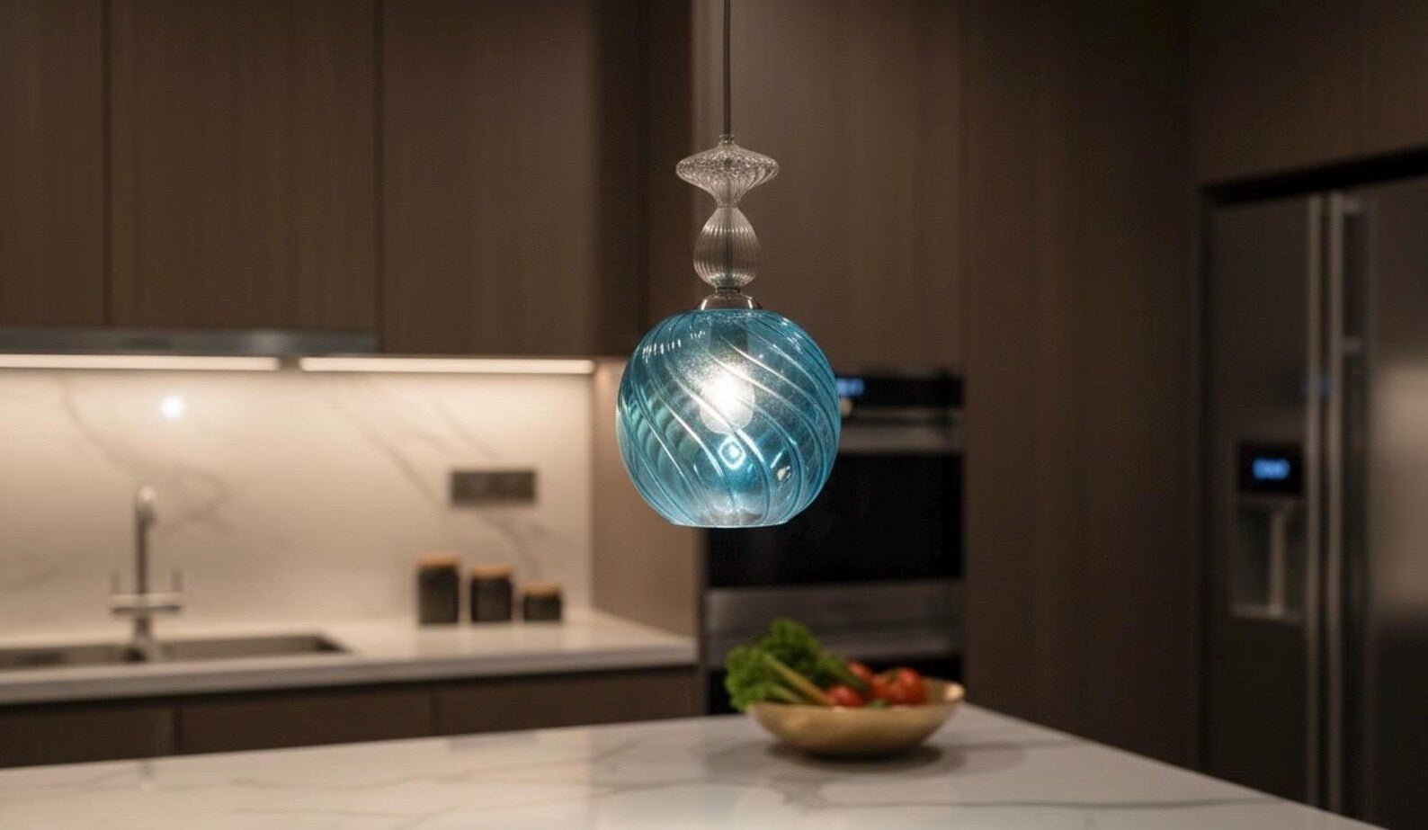 Swirl Ribbed Glass Light Fixture for Room Decor - Les Trois Pyramides
