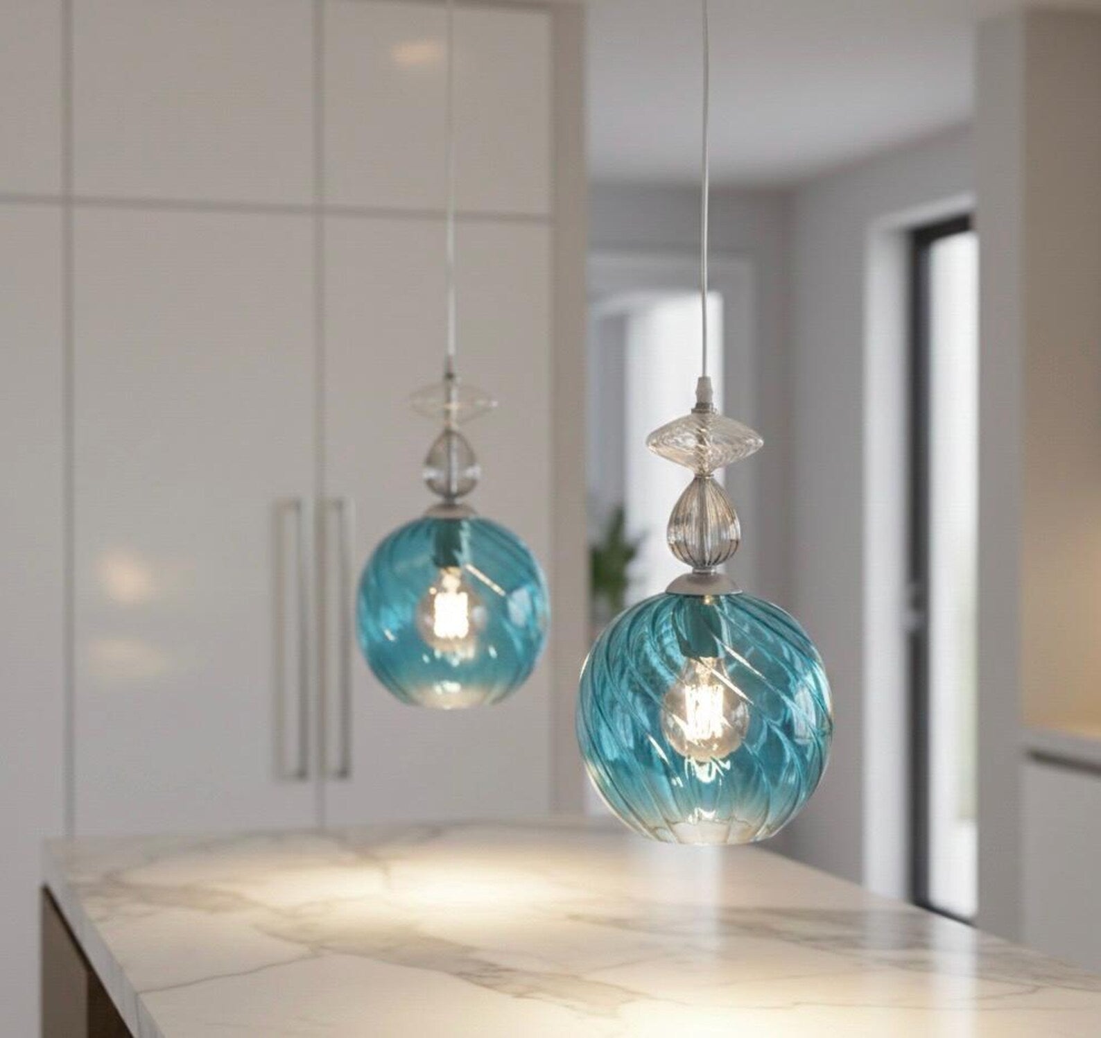 Swirl Ribbed Glass Light Fixture for Room Decor - Les Trois Pyramides