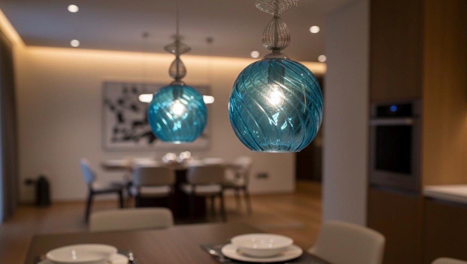 Turquoise Glass Globe Light - Les Trois Pyramides