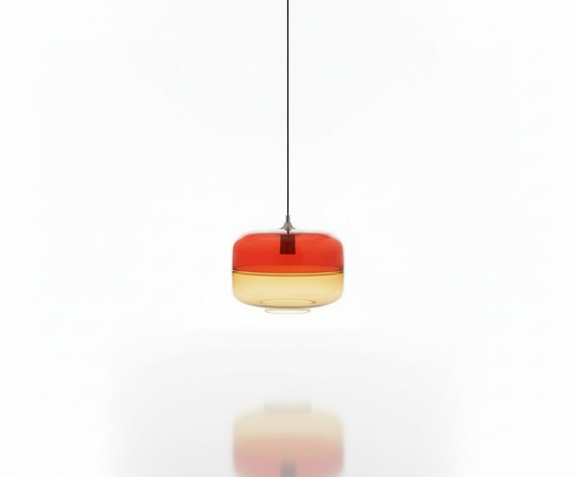 Two-Tone Red & Amber Hand-Blown Glass Pendant Light | Les Trois Pyramides