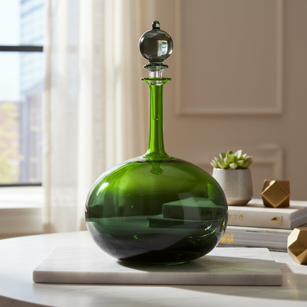 Unique green and Black Gradient Art Glass Decanter for Home Decor |  Les Trois Pyramides 
