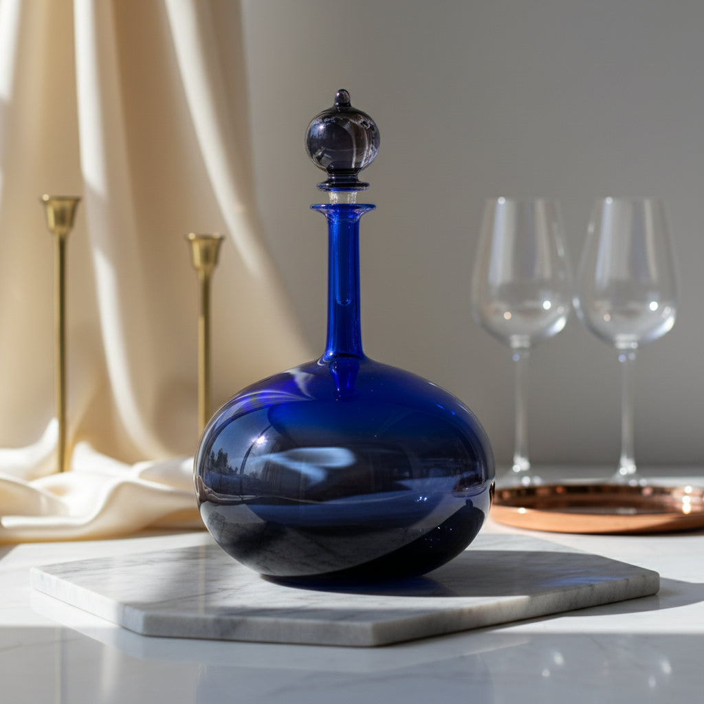 Unique Blue and Black Gradient Art Glass Decanter for Home Decor |  Les Trois Pyramides 