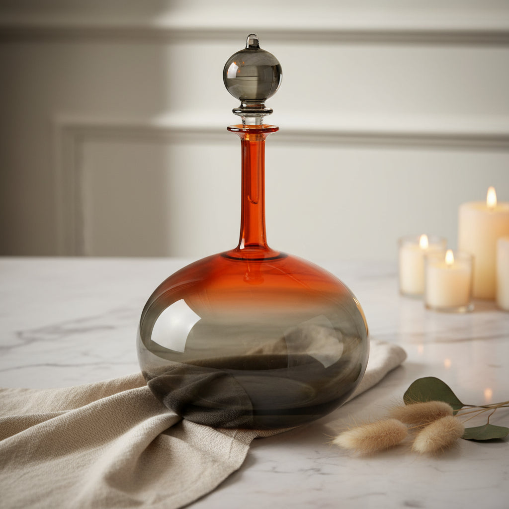 Unique red and Black Gradient Art Glass Decanter for Home Decor |  Les Trois Pyramides 