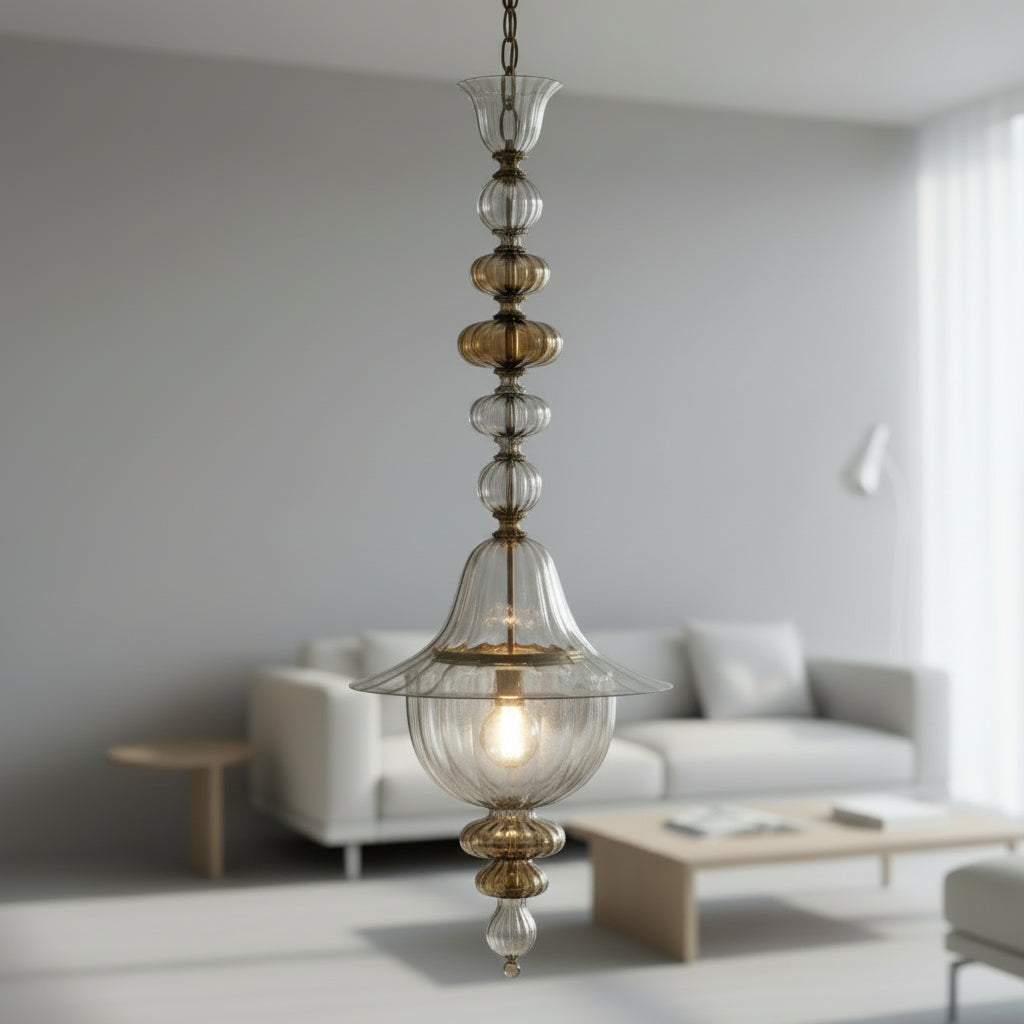 Vintage Style Blown Glass Pendant Light - Les Trois Pyramides 