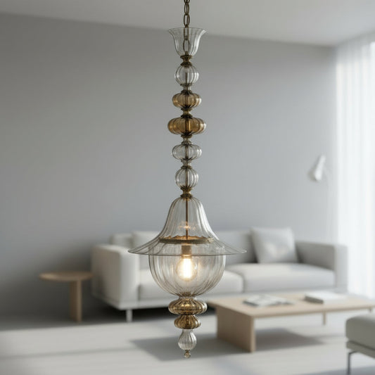 Vintage Style Blown Glass Pendant Light - Les Trois Pyramides 